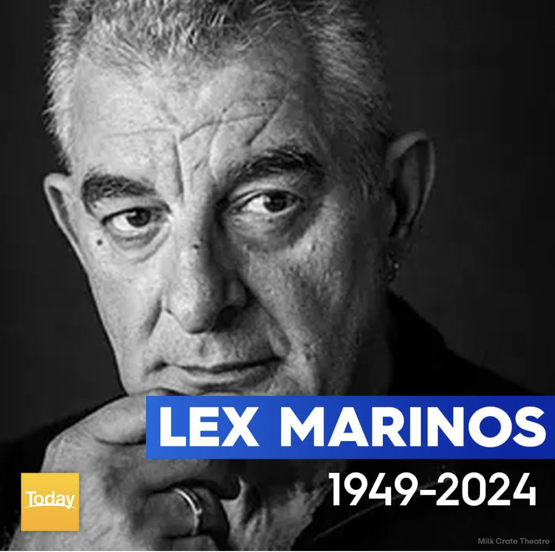 So sad to hear of the passing of this great human being. He was funny,fiercely intelligent and so talented as an actor, director , creator and radio presenter. Loved working with him and thinking of Annie his wife and family. Vale Lex you were one of the very best #lexmarinos