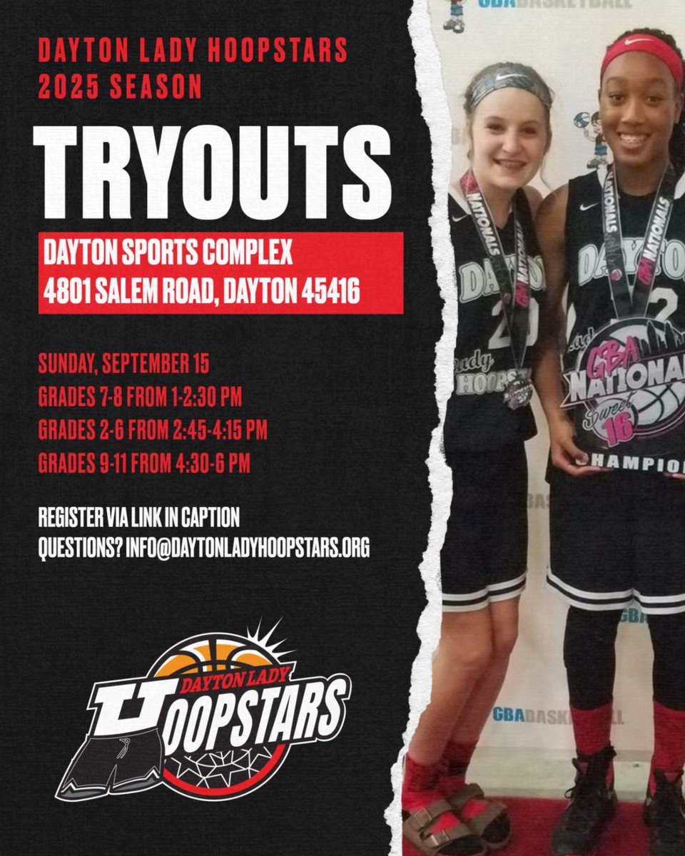 Second Session of 2025 Season Fall TRYOUTS for grades 3-11 are tomorrow (9/15); see times below. 
Tryout registration forms.gle/g9JoikdgTvfJw8…

#dlhfamily #theshorts #40thseason