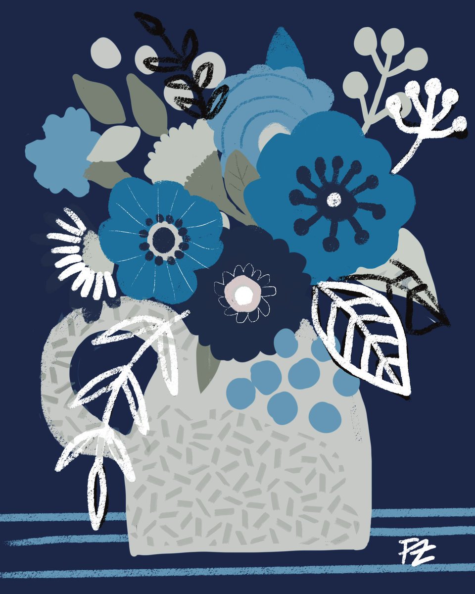 fzamanart's tweet photo. Another image for the VESSELS AND VASES  challenge with #coloricombo #estemacleod 
.
.
.
#illustration #blueandwhite #chinoiserie #colour #flowerart #wallart #illustrationartists https://t.co/pa0hLiaNgP
