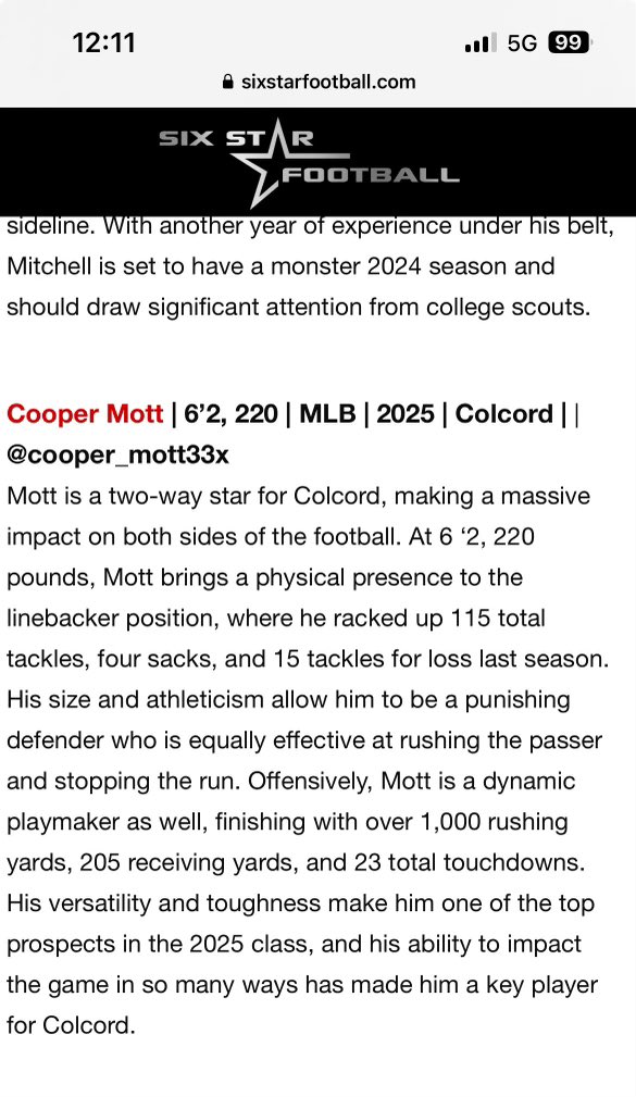 Thanks <a href="/sixstarfootball/">Six Star Football | PLUS+</a> for the write up!
<a href="/6starfootballOK/">Six Star Football | OKLAHOMA</a>