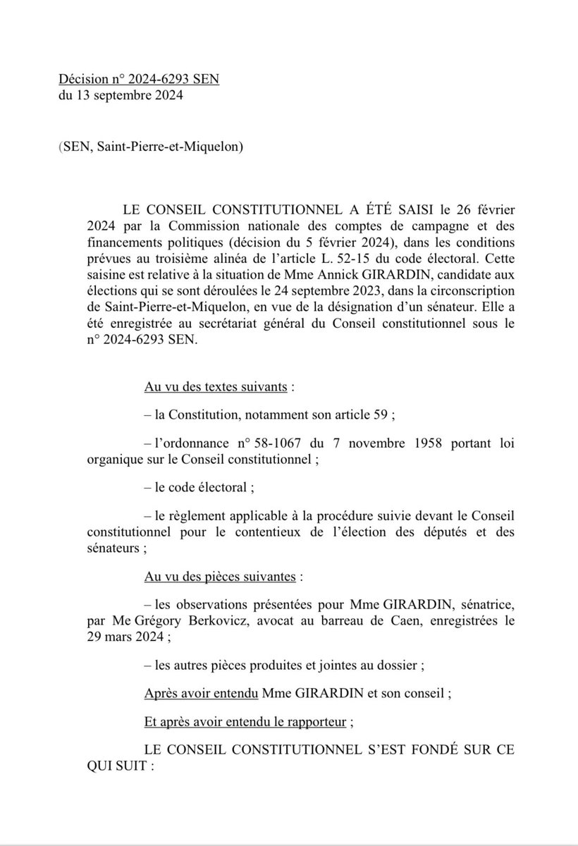 StimpflingEric's tweet photo. #Justice🔴⚖️🔴
L’ancienne ministre @outremer_gouv Annick Girardin a été déclarée inéligible et démissionnaire d’office de son mandat de sénatrice de Saint Pierre et Miquelon par le @Conseil_constit 
@guadeloupela1e @SPMla1ere @cnccfp_officiel https://t.co/iyW3zneZj5