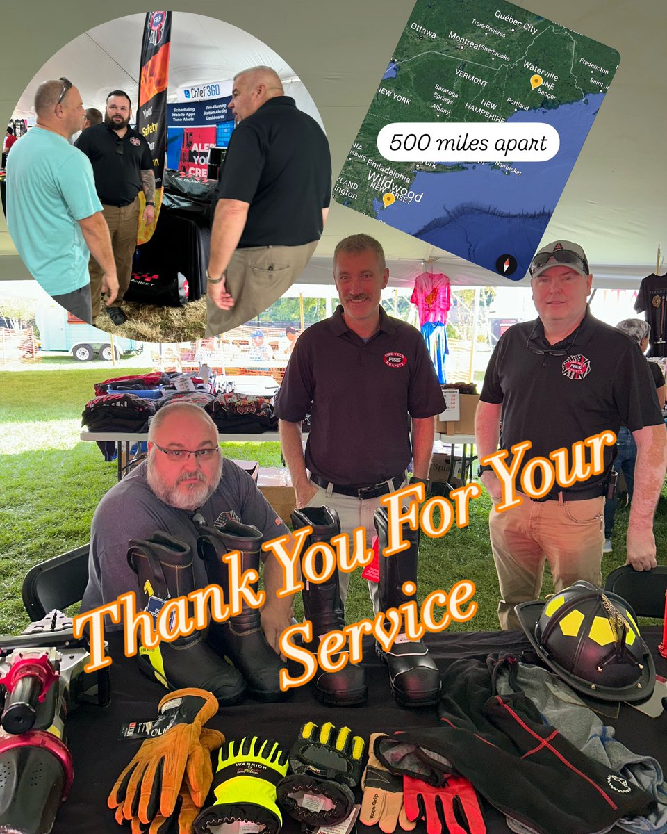 500 miles between booths today 😳 Happy to support our excellent customers ! Be Safe #mainefirefighters #njfireexpo