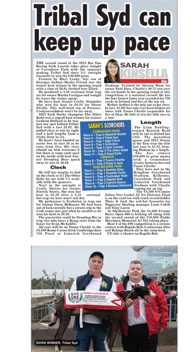 Sarah Kinsella (@grisarahkin) on Twitter photo A busy night of greyhound racing ahead. Thanks to all our wonderful sponsors 💞 <a href="/irishdailystar/">irishdailystar</a> <a href="/LimkGreyhound/">Limerick Greyhound Stadium</a> <a href="/CorkDogs/">Curraheen Park Greyhound Stadium</a> <a href="/LiamCahill16/">Liam Cahill</a> <a href="/shelbournepark/">Shelbourne Park Greyhound Stadium</a> best of luck to all A busy night of greyhound racing ahead. Thanks to all our wonderful sponsors 💞 <a href="/irishdailystar/">irishdailystar</a> <a href="/LimkGreyhound/">Limerick Greyhound Stadium</a> <a href="/CorkDogs/">Curraheen Park Greyhound Stadium</a> <a href="/LiamCahill16/">Liam Cahill</a> <a href="/shelbournepark/">Shelbourne Park Greyhound Stadium</a> best of luck to all