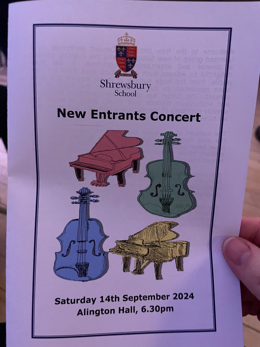 <a href="/ShrewsburySch/">Shrewsbury School</a> for the New Entrants Concert. Looking forward to hearing all the new scholars’ performances!