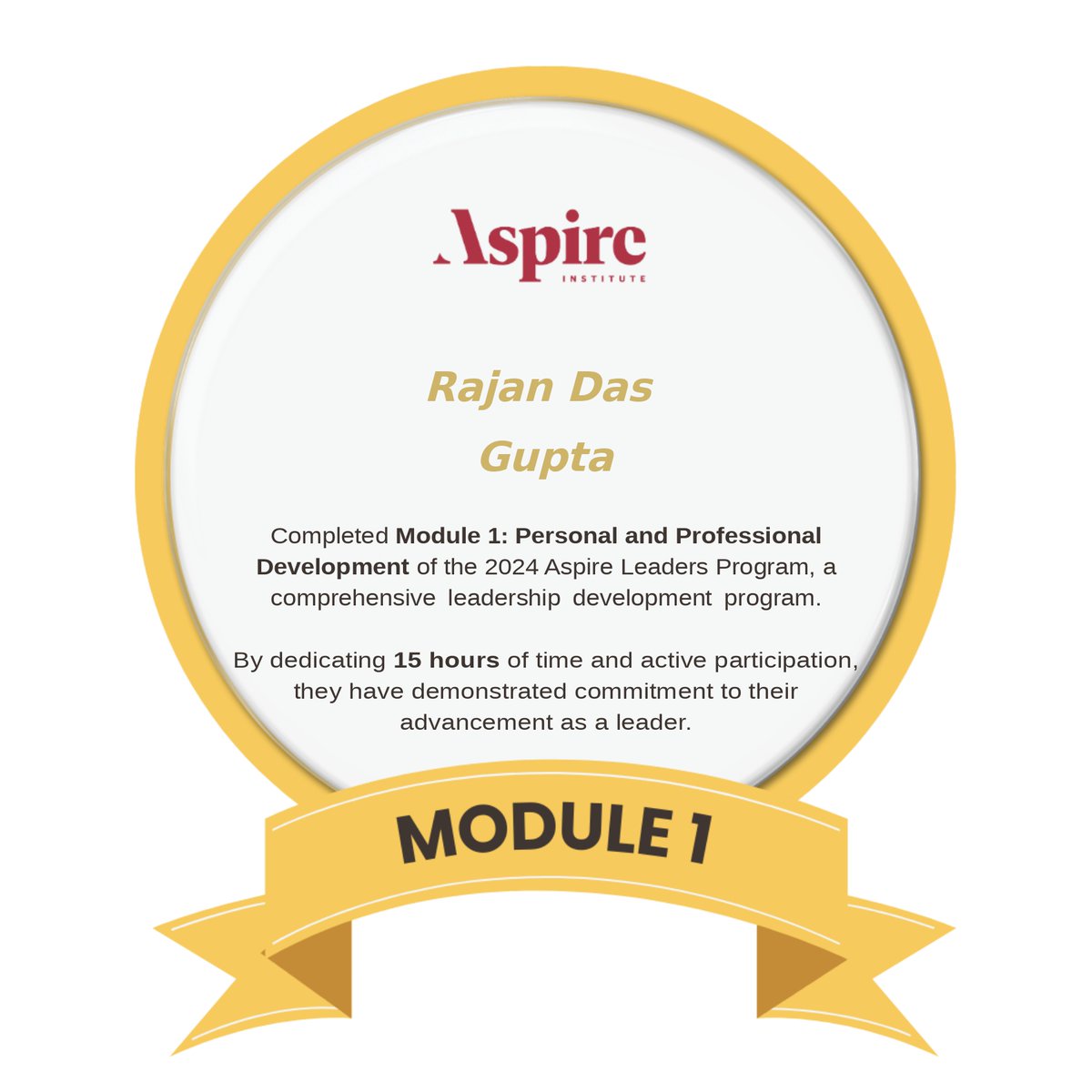 rajan_aidig's tweet photo. 🎉 Completed Module 1: Personal &amp; Professional Development of the 2024 Aspire Leaders Program! 🚀

It was dedicated 15 hours to this comprehensive leadership journey, showing commitment to growth and leadership excellence. 

#AspireLeaders #LeadershipDevelopment #GrowthMindset https://t.co/iscsJZyFD9