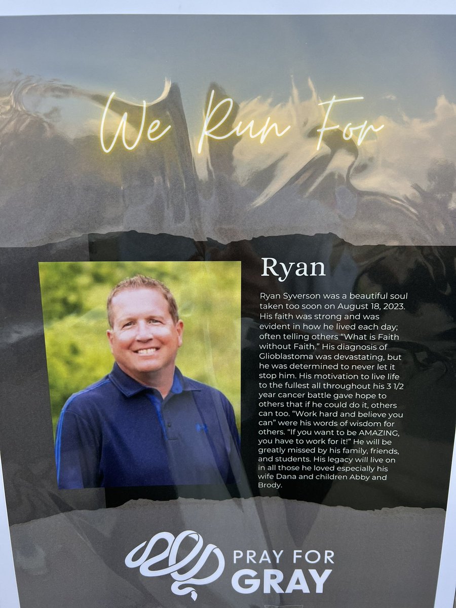 syversondana's tweet photo. Pray for Gray 5K in Fargo this morning to support all those affected by brain tumors and also to run for Ryan.
#glioblastoma #syversonstrong #BeTheLight 🩶🩶🩶 https://t.co/9vfCJkOuxv