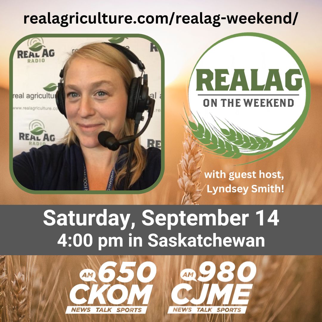 realagriculture's tweet photo. Catch #RealAgWeekend at 4pm on @CKOMNews @CJMENews. @realloudlyndsey is joined by Kristin Thompson w/ @BeefResearch on feed testing, hear spotlight w/ Karl Wyant for @Nutrien_eKon; Shari Laventure on SaskAg Matters, &amp; @AnneWasko w/ Gateway Livestock Exchange for #BeefMarketUpdate https://t.co/wXOerhIIAi
