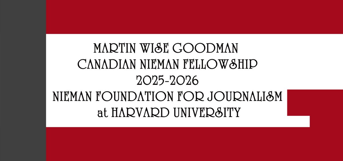 lbg4's tweet photo. CANADIAN Mid-Career Journalists - Apply for the Canadian Nieman Fellowship at Harvard University 2025-2026.
@niemanfdn @cjffjc 
Canadian (International) candidate application portal opens October 1, 2024; application deadline December 1, 2024.
https://t.co/Rw8OYPyyD9 https://t.co/nERqMJsFtD