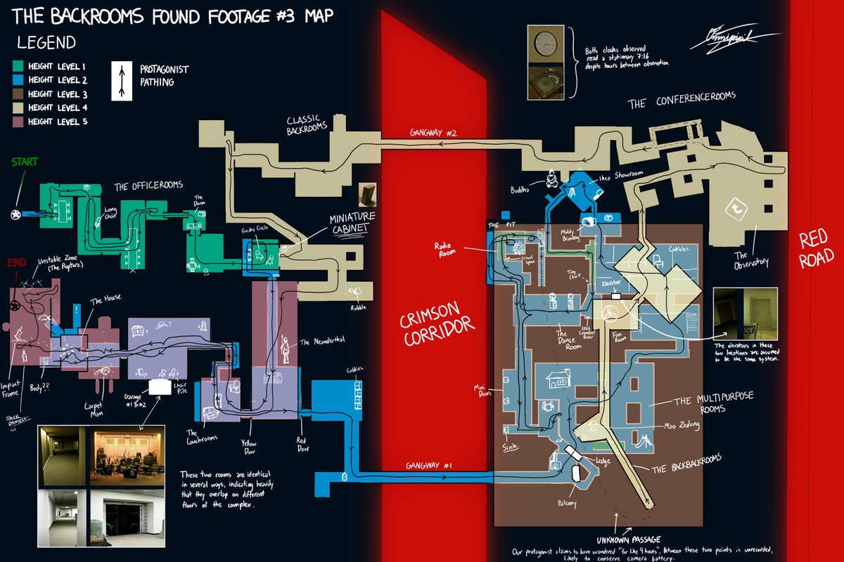 omnipixil_draws's tweet image. Created a full map of Backrooms Found Footage #3 by Kane Pixels. Spent ~9 hours scouring footage and making inferences, some of which very difficult, to piece together this map bit by bit. You can follow along our protagonists' path via the black line. #backrooms #kanepixels #art