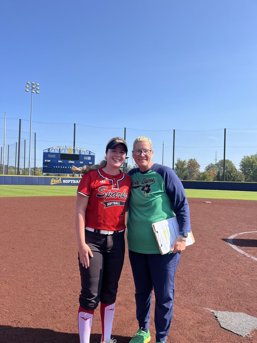 Riley Story ‘27 (@rileystory2027) on Twitter photo Grateful to spend the morning at <a href="/NDsoftball/">Notre Dame Softball</a> camp with so many amazing athletes. Thank you coaches <a href="/2Ganeff/">Kris Ganeff</a> <a href="/Coach_pooch/">Mike “Pooch” Perniciaro</a> <a href="/mo_wimpee22/">Coach Mo Wimpee</a> <a href="/j_spitale/">Jamie Spitale</a> for a great camp! I loved learning about the program and school. Beautiful sunrise and campus. Go Irish! ☘️
<a href="/Sparks16uJP/">Sparks16u JP</a> Grateful to spend the morning at <a href="/NDsoftball/">Notre Dame Softball</a> camp with so many amazing athletes. Thank you coaches <a href="/2Ganeff/">Kris Ganeff</a> <a href="/Coach_pooch/">Mike “Pooch” Perniciaro</a> <a href="/mo_wimpee22/">Coach Mo Wimpee</a> <a href="/j_spitale/">Jamie Spitale</a> for a great camp! I loved learning about the program and school. Beautiful sunrise and campus. Go Irish! ☘️
<a href="/Sparks16uJP/">Sparks16u JP</a>