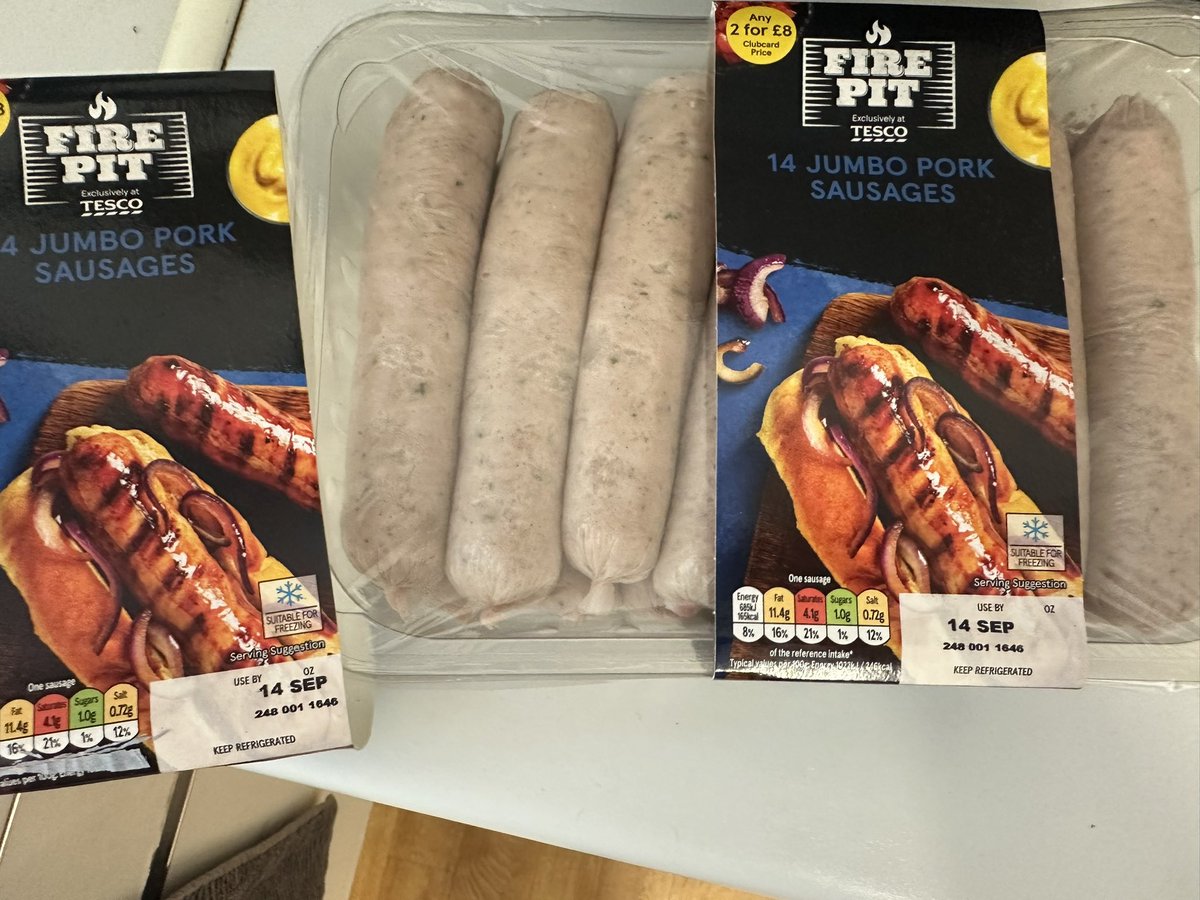angela_uk's tweet photo. @Tesco did a click and collect yesterday… receipt didn’t mention any short dates…. Put sausages in fridge … took them out today and noticed the date….i can not eat 28 sausages in one day 😮 https://t.co/QmVxUtsj3s