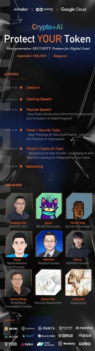 You ready for #TOKEN2049 🇸🇬?
😎We’ll be there! Come to find us!

WhalerDAO and BAIDAO DATA are hosting this #Token2049singapore🇸🇬 side event to gather industry elites, promote the integrated development of Web3 and AI technologies, and aim to improve the overall security of the