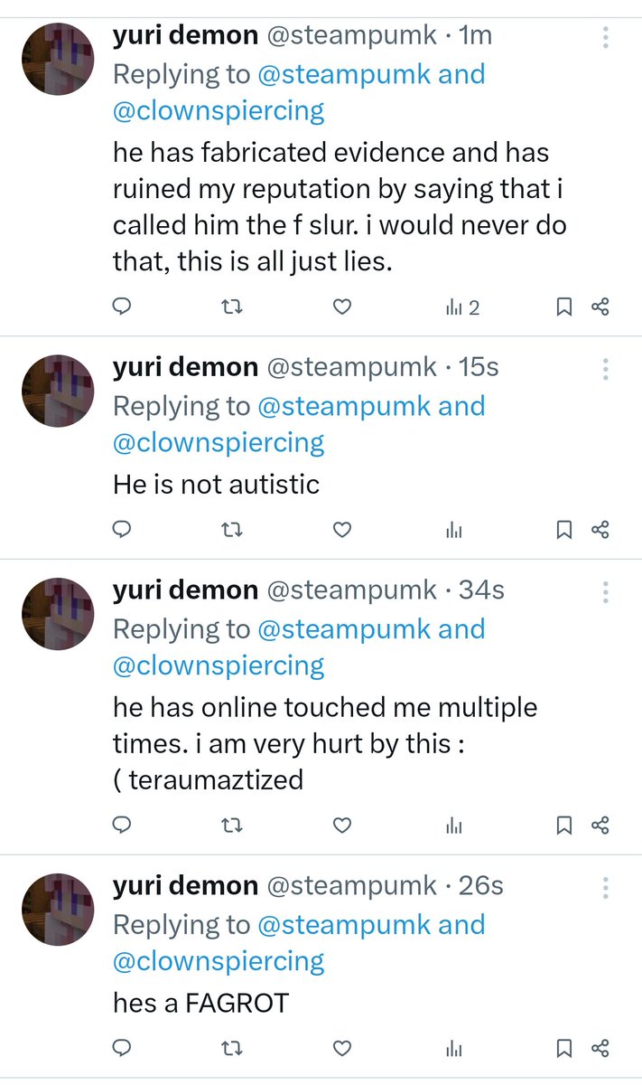 clownspiercing's tweet photo. they are deleted the f words and that call ME f slur https://t.co/BlemGOgryb
