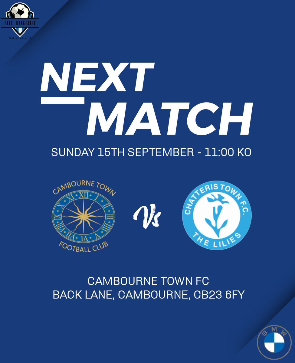 Another home game for the ladies this week as we welcome <a href="/ChatterisTownFC/">Chatteris Town FC</a> ⚽🩵💪🏽

Come down and show your support 🙌🏽 refreshments available at The Dugout ☕🍰🥓🍺

#cambournetownladies #cambournetownfc #cambourne #thedugoutcambourne