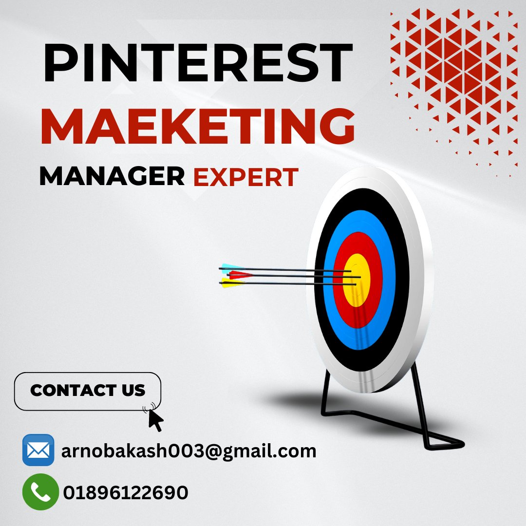 I will manage your pinterest marketing for your business and blog.
Contact Me:
Email: arnobakash003@gmail.com
What'sapp: 01896122690
If you want You Can hire me on Fiverr and Upwork.
#PinterestMarketing #SocialMediaExpert #DigitalMarketing  #SocialMediaTips #PinterestStrategy 
💻