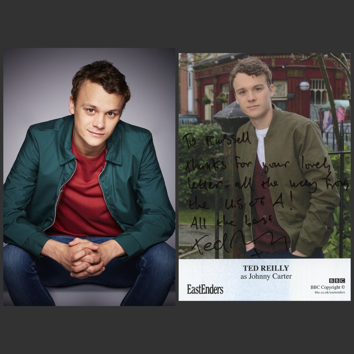 Russ_Graves's tweet photo. Born September 14, 1991 in Lambeth, London, England, UK - Happy Birthday to actor Ted Reilly 🇬🇧 * 4” x 6” card from BBC’s “EastEnders”, autographed for me by Ted, is from my collection. #TedReilly #JohnnyCarter #EastEnders https://t.co/iZKW1utpCo