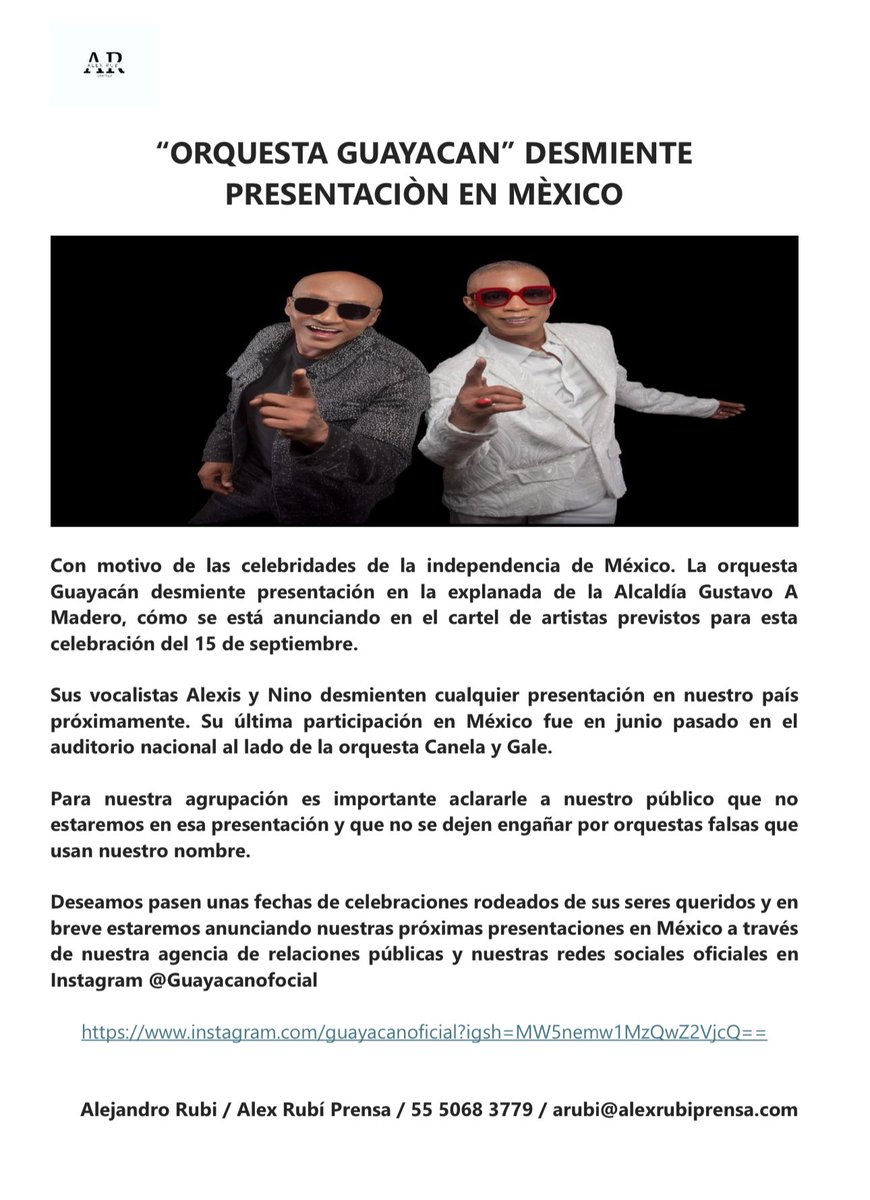 MALEXRUBI's tweet photo. @TuAlcaldiaGAM ojo #OrquestaGuayacan no se presentará en las celebraciones de mañana https://t.co/WJhEZ84RlU