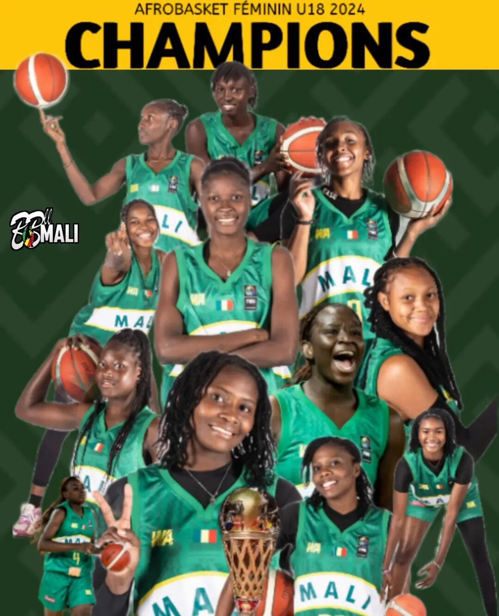 🏆🇲🇱 Pour la neuvième fois, le Mali est CHAMPION de l'Afrobasket féminin U18.

9x champions 🏆 en 17 éditions ✅

- 1995 🏆
- ⁠2000 🏆
- ⁠2006 🏆
- ⁠2008 🏆
- ⁠2014 🏆
- ⁠2016 🏆
- ⁠2018 🏆
- ⁠2022 🏆
- ⁠2024 🏆

Bravooo 👏