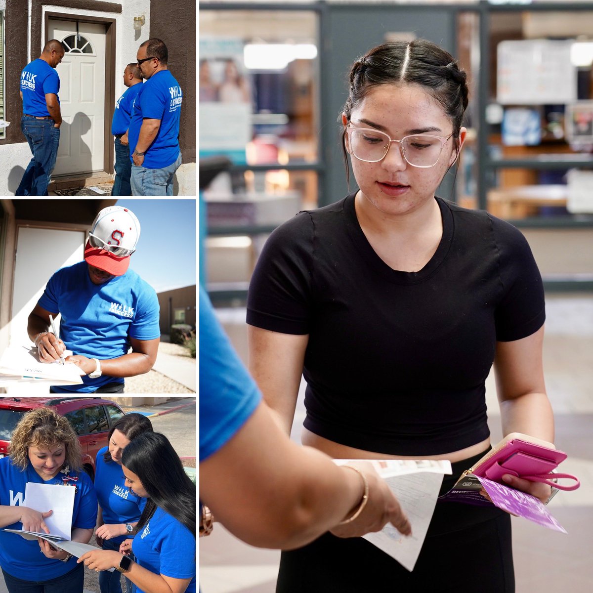 During the #WalkforSuccess2024 event, #TeamSISD employees visit neighborhoods in high school feeder areas to connect with students who haven't enrolled for the new school year. They meet with students and their families to discuss opportunities to return to school, earn a
