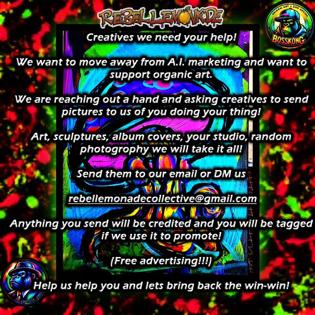 RebelLemonade's tweet image. Image Credit: @thesilverbackgraphix
Thank you Boss Kong!!!

We’re moving away from A.I. art and want to feature YOUR work in our promotions! Send us any images you’d love to share, and we’ll tag and credit you for everything we use. 
#RealCreativity #NoAIArt #SupportArtists #Reb