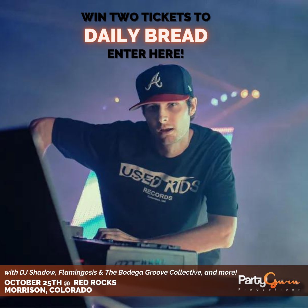 PartyGuruUS's tweet photo. 🍞GIVEAWAY ALERT🍞
Hey Bread Heads! You could see Daily Bread at Red Rocks on 10/26 for FREE!
Enter to win tickets here:
https://t.co/JMqQvYElab https://t.co/fBsJuHgMOb