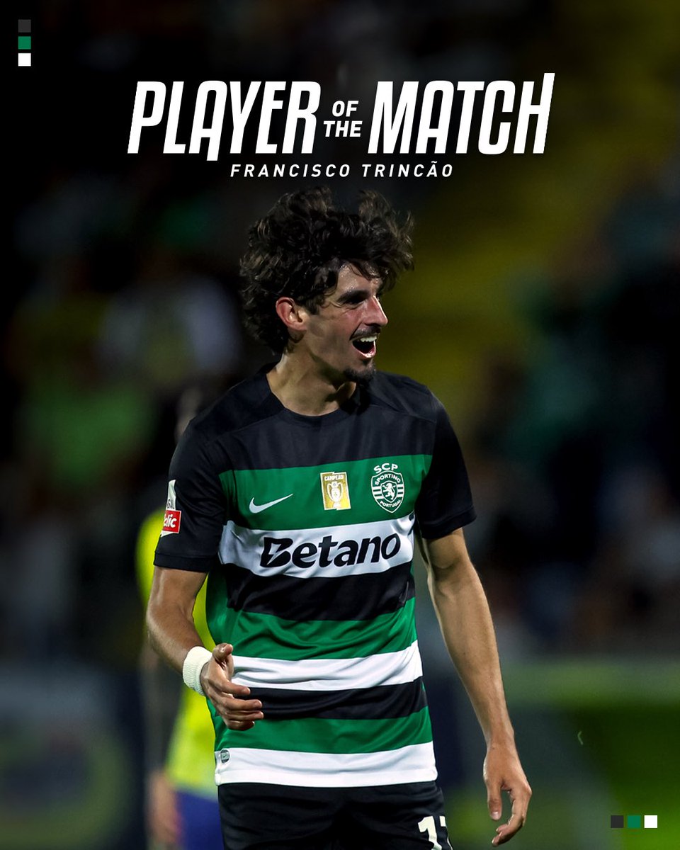SportingCP's tweet photo. Com 1️⃣ golo e 1️⃣ assistência, Francisco Trincão foi eleito #PlayerOfTheMatchSCP da vitória frente ao Arouca 👏 https://t.co/JV6jjE1ZHQ