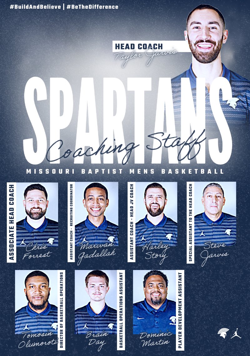 Leading the charge. 2024-25 Spartan Basketball Coaching Staff. #BuildAndBelieve  #BeTheDifference 
•
<a href="/NAIAHoopsReport/">NAIA Hoops Report</a> <a href="/coach_tjarvis/">Taylor Jarvis</a> <a href="/MarwanSG4/">Marwan Gadallah</a> <a href="/ChrisFo23656486/">Chris Forrest</a> <a href="/MBUAthletics/">Missouri Baptist Athletics</a>