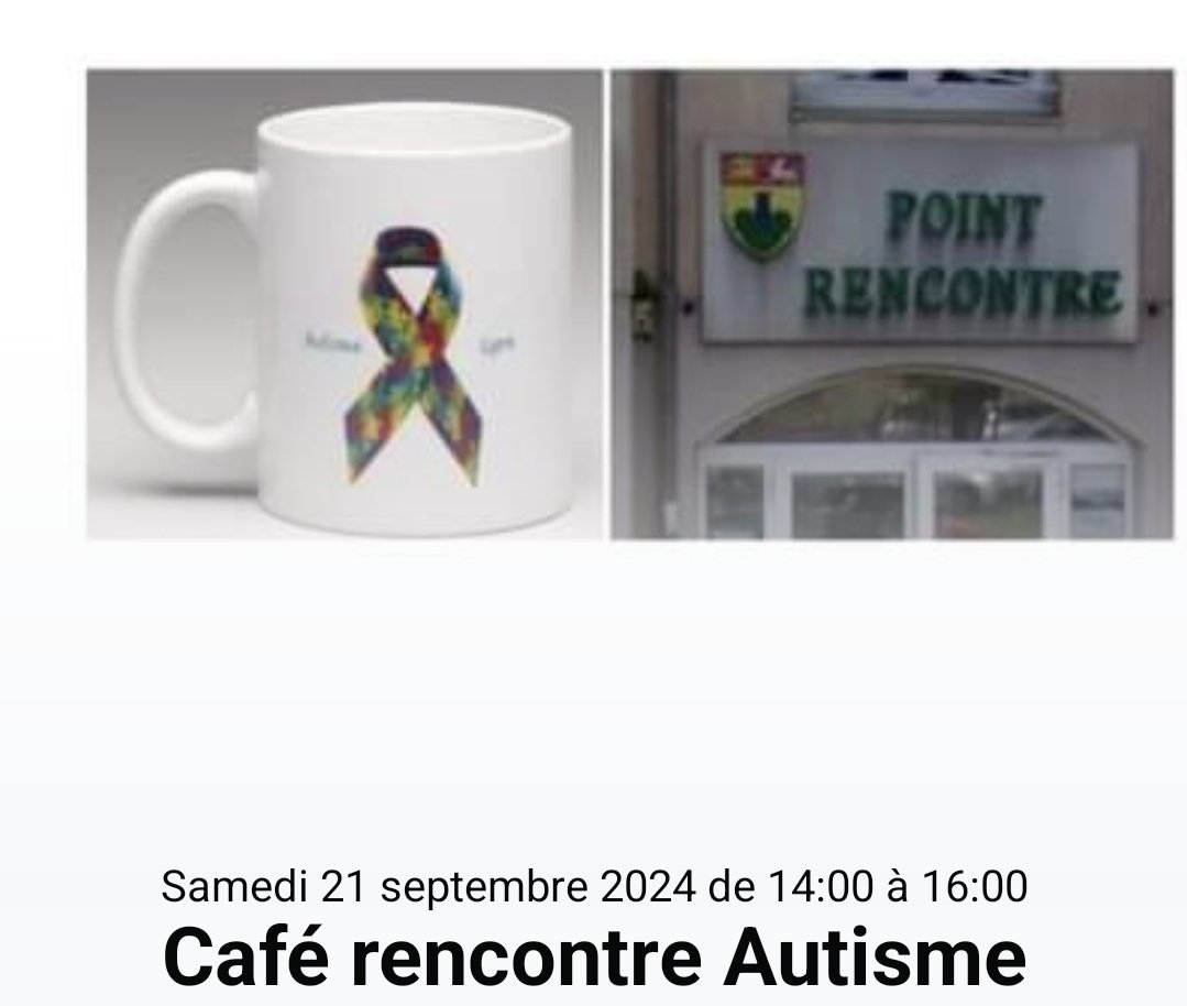 Moment d'échange et de partage convivial autour de l'autisme et autres troubles du neurodéveloppement. Les enfants sont les bienvenues. Le samedi 21 septembre au 7 rue de l'église sur la Commune de La Tour de Salvagny.