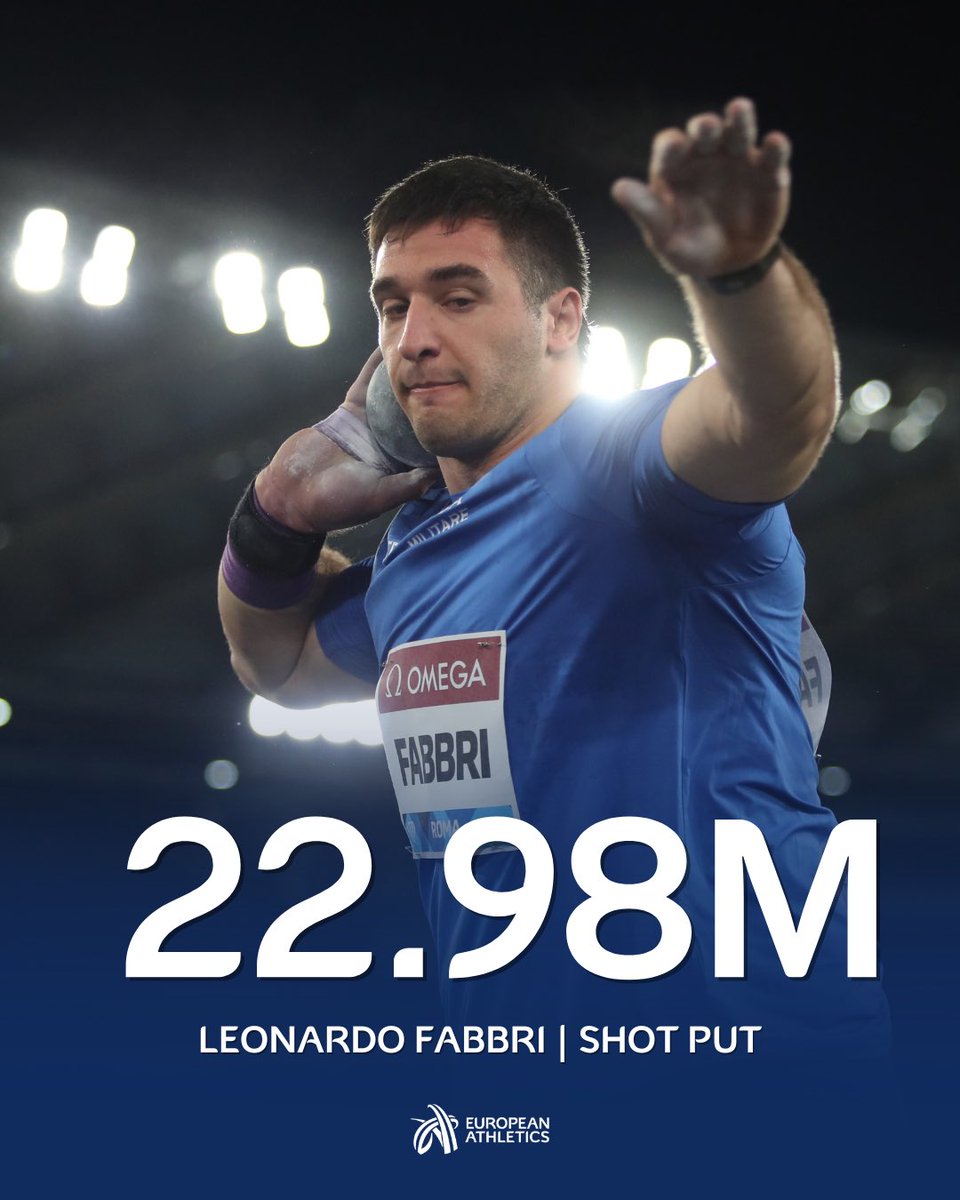 Just 8️⃣ centimetres shy of the European shot put record! 💣 

Leonardo Fabbri 🇮🇹 launches a massive 2️⃣2️⃣.9️⃣8️⃣m to win the Brussels Diamond League final! 💎 

And he beats all three Olympic medalists as well!

#DiamondLeague #BrusselsDL