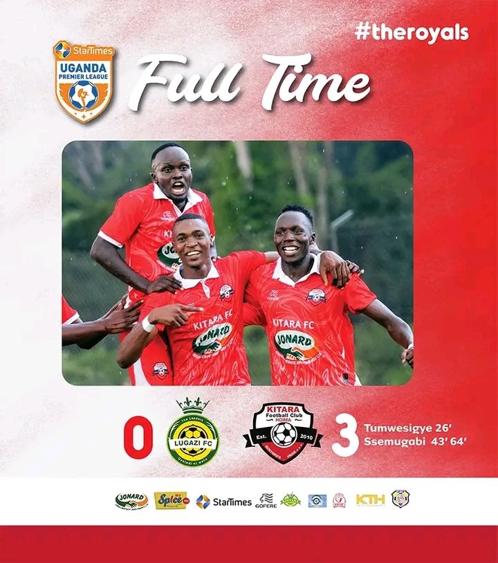 "Huge congratulations to <a href="/KitarafcHoima/">Kitara Football Club (The Royals)</a> on their impressive 0-3 win over Lugazi FC! 🎉🏆 The team's hard work and dedication are truly paying off. Keep shining and making us proud! 💪🏽🔥 #KitaraFC #Winners #Football #Congratulations"