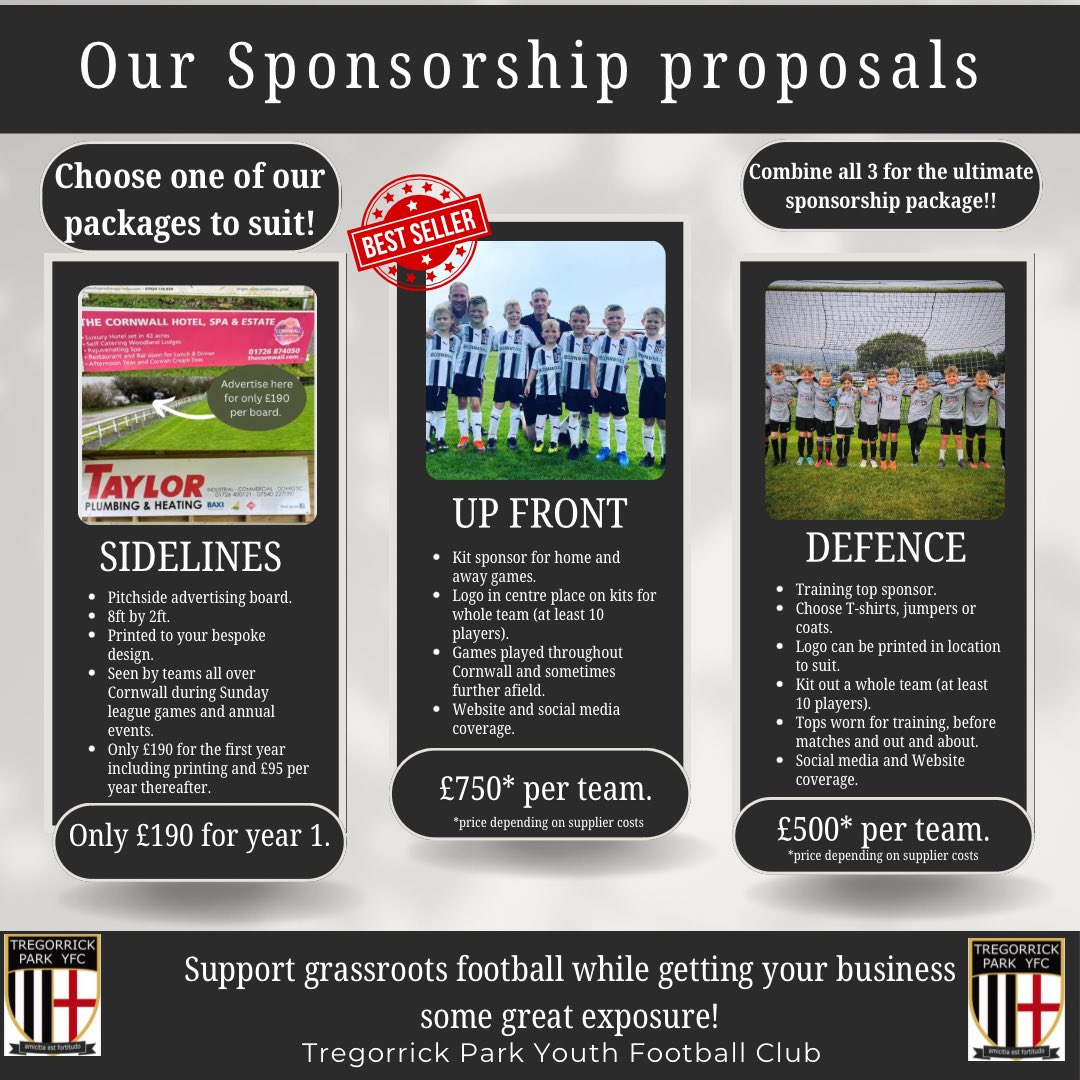 TregorrickClub's tweet photo. Check out our sponsorship packages! A great way to get your brand seen while supporting grassroots football!! https://t.co/bvFJoG8jSD