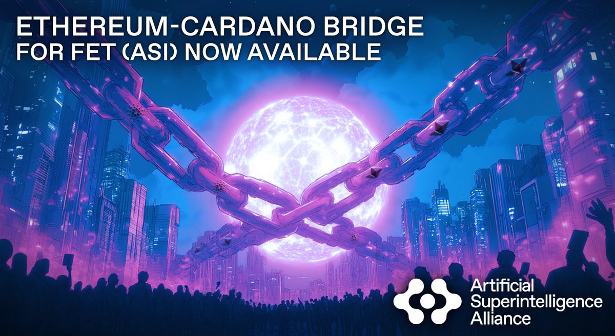 Ethereum-Cardano Bridge for FET (ASI) Now Available The SingularityNET  Ethereum-Cardano Bridge has been updated to enable seamless FET (ASI) token  transfer between these two blockchain networks. The Bridge opens new  opportunities to