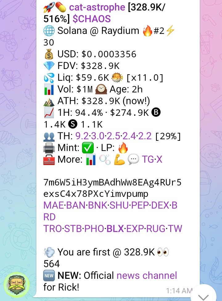 Somitonye's tweet image. Update from my early morning shills💸

$CHAOS had an ATH of $700k
Now at $650k 🔥
$LENNY also hit an ATH of $450k

I'ld say I'm getting more than 1% better at meme hunting everyday 🤭💹