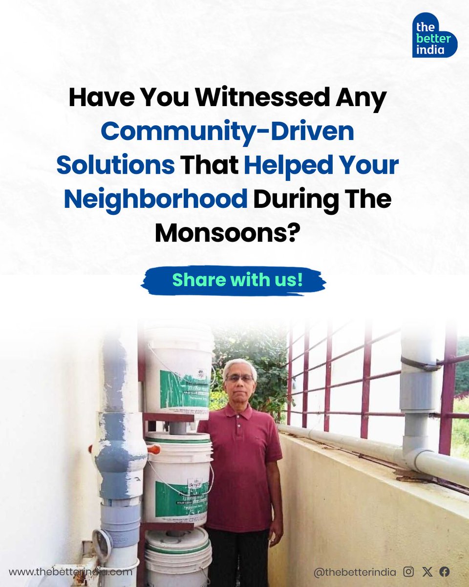 thebetterindia's tweet image. Did your neighbours come together to clear clogged drains, organise a flood relief drive, or create innovative ways to protect your area this monsoon? 

#Inspiration #Monsoonsolutions #MonsoonChallenges #NeighborhoodResilience #Community