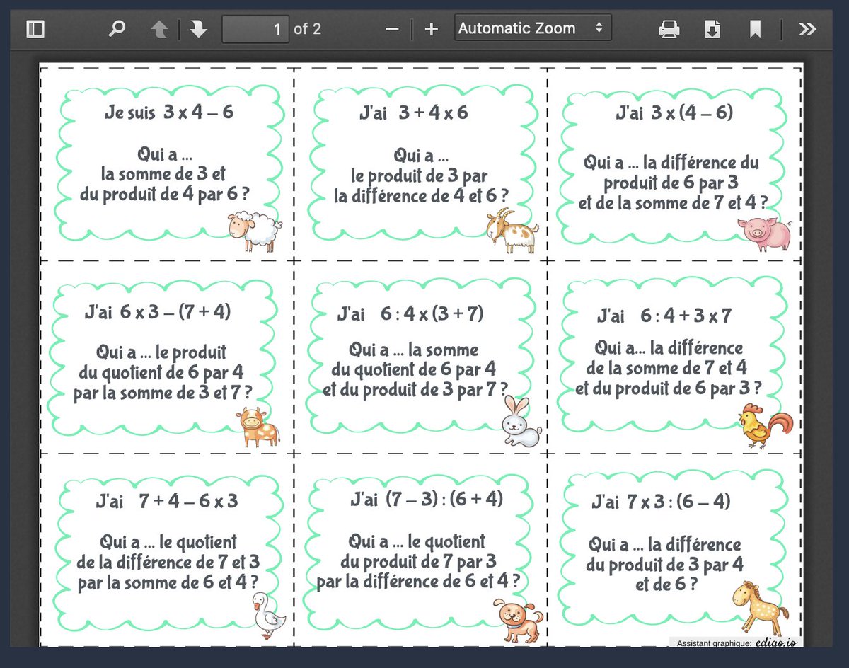 EveChambon's tweet photo. 🧩 La petite Matheuse / Cartes à imprimer pour jouer en classe 6e / 5e

et travailler :
🔹 J'ai ... Qui a ? pour le vocabulaire 
🔹Battle sur les pourcentages 
🔹Cartes autocorrectives sur les calculs astucieux ...

Site en construction de Audrey Dominique
https://t.co/XfN9lkfCGS https://t.co/MYodUaxDO4
