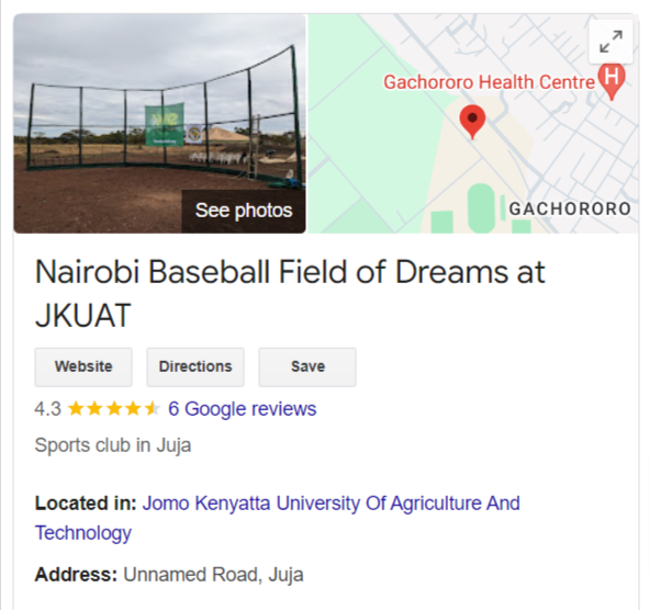 Did you know the Nairobi Field of Dreams is on Google Maps? Just search "JKUAT baseball field" and the directions to the location are nearly perfect! Follow the signs for the field when you get on campus. maps.app.goo.gl/stMUHCjqRSx6L2…