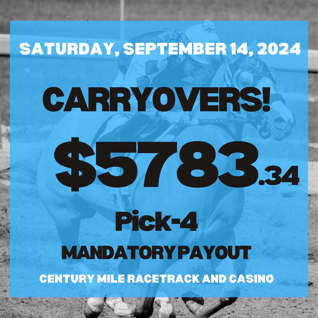 cntymile's tweet image. We have two exciting carryovers for today, Saturday, September 14!

💰 P5- $6587.26
💰 P4 - $5783.34

It's also Mandatory Payout Day so get those bets in!

Can't join us in person? You can watch and wager live online at hpibet.com