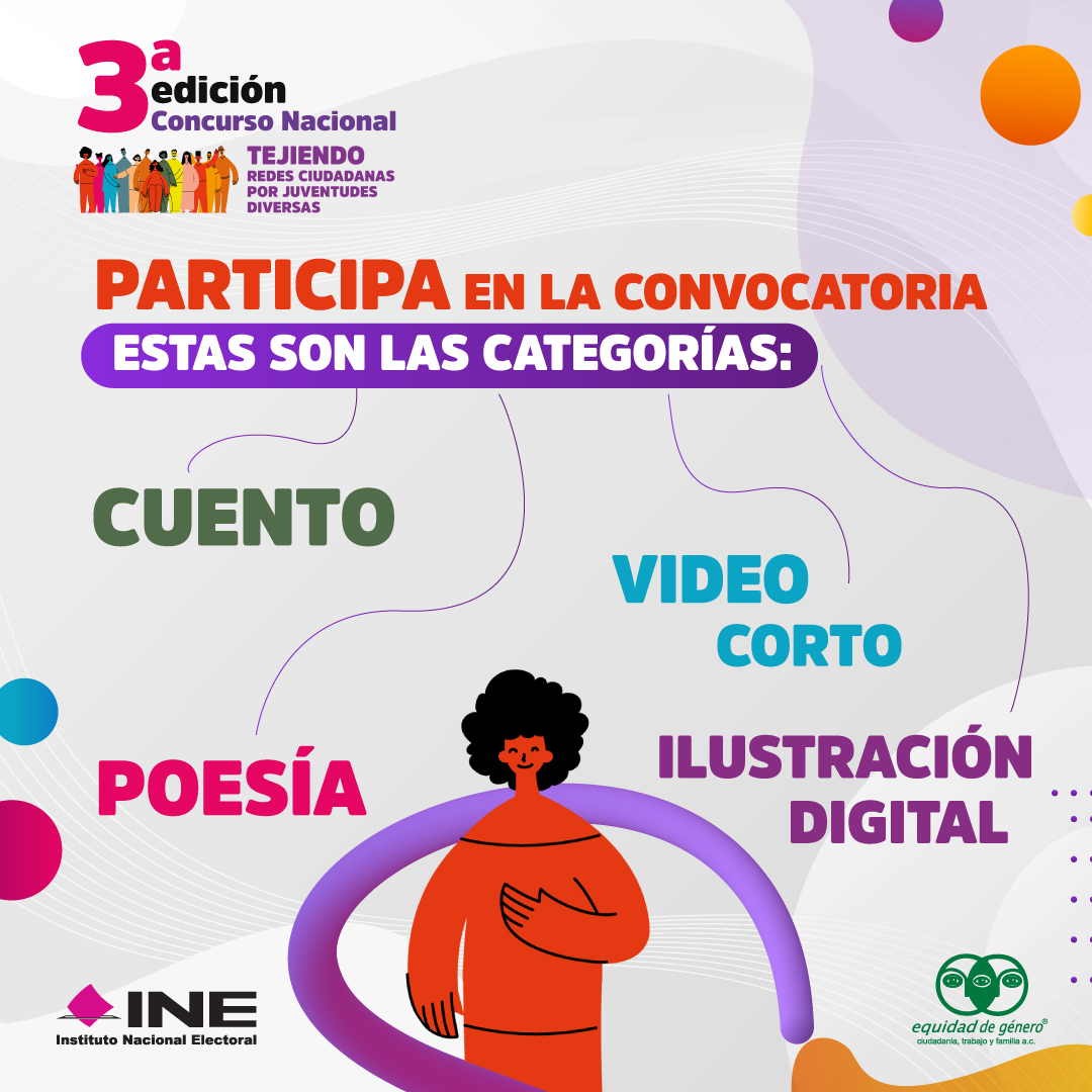 JuanCarlosMenaZ's tweet photo. Para promover la participación de las juventudes diversas del país en torno al ejercicio de sus derechos políticos y electorales, el @INEMexico y @equidadmx invitan al 3° Concurso Nacional #Tejiendo #Redes #Ciudadanas por #juventudes #diversas.
¡Súmate! 👉https://t.co/2cJSda6zf4 https://t.co/lfe8QCGQt3