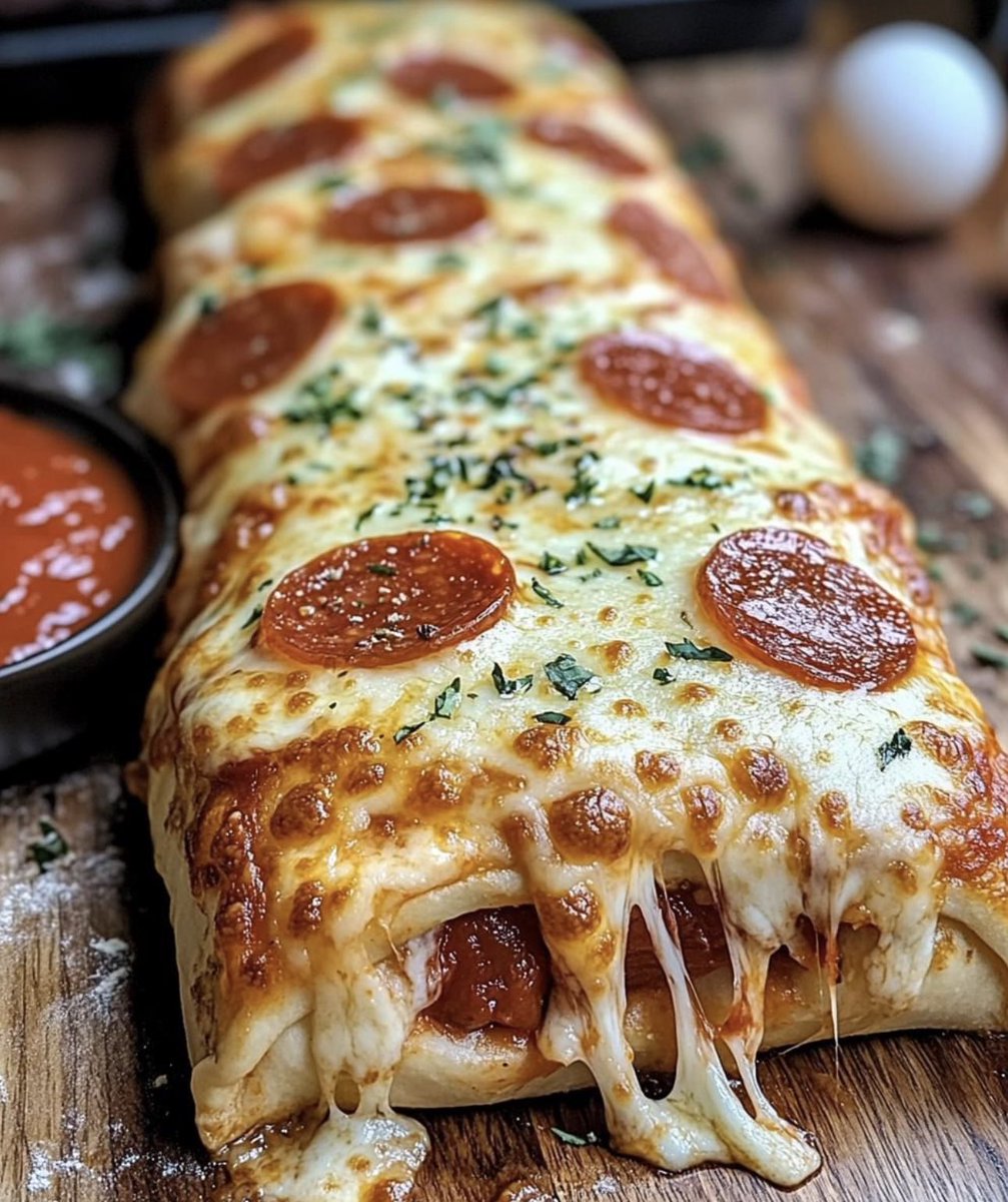 FoodPleaser's tweet image. Pepperoni Pizza Stromboli