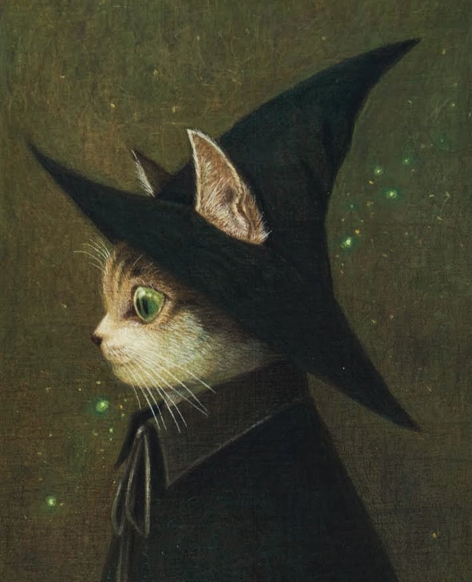 TitaniasRealm's tweet photo. Love this witchy cat by Phoenix Chan https://t.co/hT2otAoQOp
