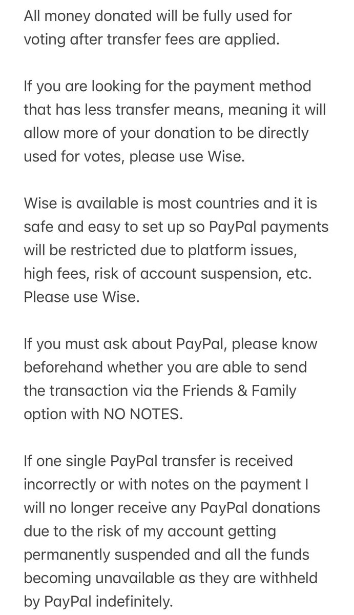 SEUNGMIN_INTL's tweet photo. [💵]  — KDA Best OST Donations
• Donations are open to buy hearts and roses on My1Pick and Celebchamp for KDA.

Please read the photo below and follow all instructions to avoid complications. 

ONLY available forms of payment:
• PayPal (NO NOTES)
• Wise: https://t.co/q6SJmpNlTk

Please DM @seungscience for PayPal accounts to transfer. Original post will be attached below.

#Seungmin #승민 #스트레이키즈승민 #StrayKids #스트레이키즈 @Stray_Kids