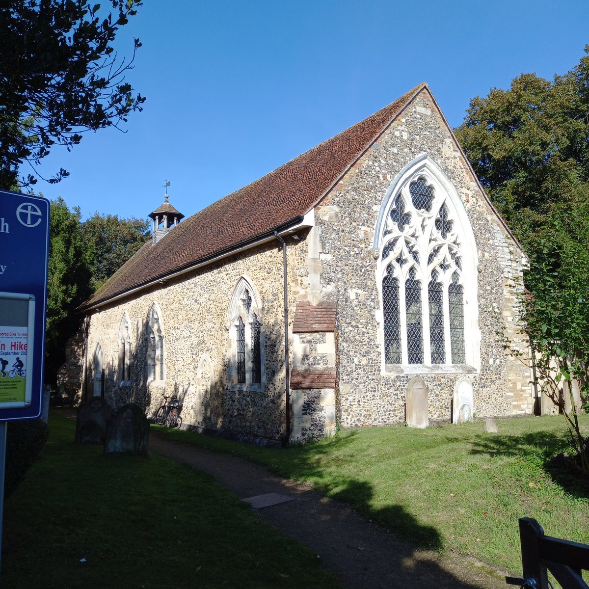 Had a great day. Sponsored bikeride.  HistoricChurchesTrust. Gently pedalled the 64year old Raleigh to 35 churches of all ages and sorts, in Broxbourne, Ware, Hertford and many nearby villages. Hills and vales; all in sunshine, lightwind, and kind temperatures. Chuffed and tired.