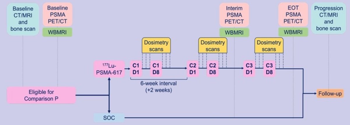Zach Klaassen (@zklaassen_md) on Twitter photo TiP - STAMPEDE2 177Lu-PSMA-617 Trial in new mHSPC <a href="/urotoday/">UroToday.com</a> <a href="/MRCCTU/">MRC Clinical Trials Unit at UCL</a> #ESMO24
🎯 n=1,756
✏️1:1 to Arm A (SoC) vs Arm P (SoC + 177Lu-PSMA-617)
- 177Lu-PSMA-617: 7.4 GBq on day 1 & day 8, 3x 6-weekly cycles
✏️Co-Prim EP: rPFS, OS
✏️Sec EP: FFS, PCSS, QoL, safety, tox, compliance, TiP - STAMPEDE2 177Lu-PSMA-617 Trial in new mHSPC <a href="/urotoday/">UroToday.com</a> <a href="/MRCCTU/">MRC Clinical Trials Unit at UCL</a> #ESMO24
🎯 n=1,756
✏️1:1 to Arm A (SoC) vs Arm P (SoC + 177Lu-PSMA-617)
- 177Lu-PSMA-617: 7.4 GBq on day 1 & day 8, 3x 6-weekly cycles
✏️Co-Prim EP: rPFS, OS
✏️Sec EP: FFS, PCSS, QoL, safety, tox, compliance,