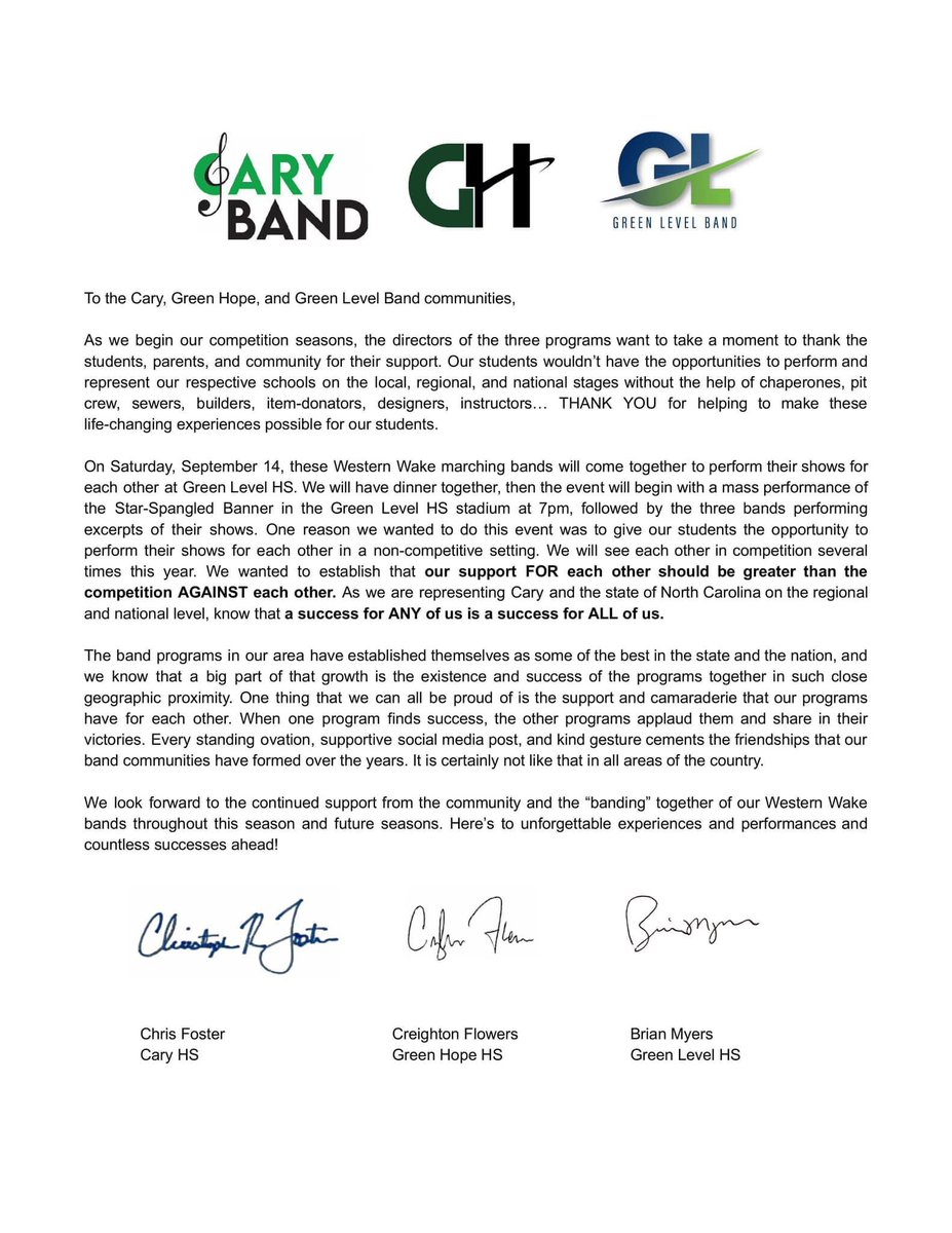 Green Hope High Band tweet media