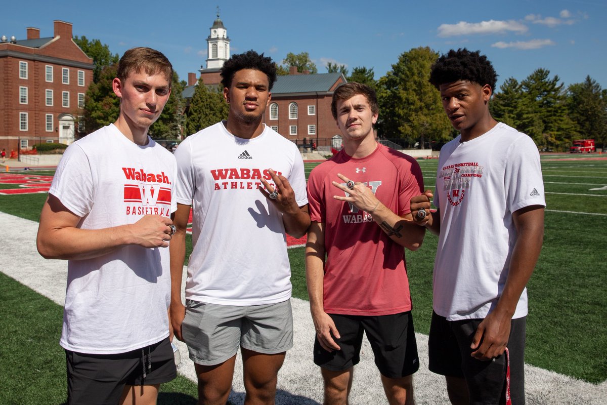 WabashBBall's tweet photo. Ring SZN 💍🥶! The class of ‘24 came back today and our guys were presented their rings for being NCAC Champions! 

#Unrivaled | #WAF https://t.co/HnLIagTzaf