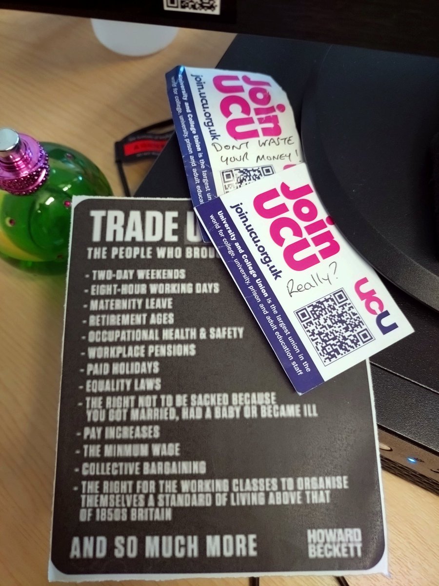 ETCbranchUCU's tweet image. A very interesting message left for us on a computer yesterday. What should we add next time? #whatunionsdidforus #ucurising #workingpeople