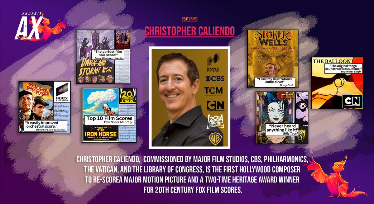 MarkersInMotion's tweet photo. Phx Animation Expo-Sept 28
Christopher Caliendo is a composer, world music guitarist, conductor, and publisher whose music resonates with film studios, philharmonics, chamber societies, U.S. Military, and the Library of Congress.
#PhxAnimationExpo - #AnimationExpo - #PhoenixAX https://t.co/Bwl98u8bx7