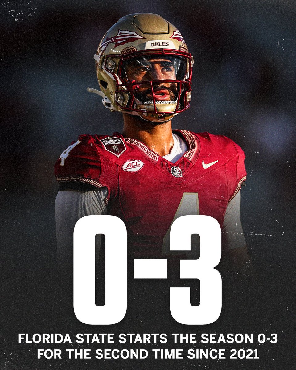 espn's tweet image. Before 2021, FSU hadn't started 0-3 in 45 years 😳