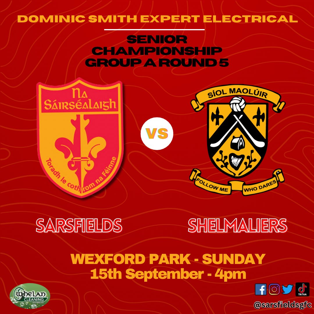 SarsfieldsGfc's tweet photo. Our seniors face Shelmaliers in Wexford Park. A draw or win in this game puts our lads into a quarter final. However if we were to be beaten qualification is still possible dependent on how other results go.

Let’s get out and support all of our teams tomorrow ❤️💛 https://t.co/erkDmSBBys