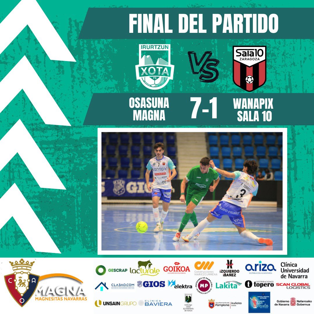 CDXOTA's tweet photo. FINAL | 7-1 | Buena victoria de #OsasunaMagna

⚽️⚽️ Roberto Martil
⚽️⚽️ Josu Mendive
⚽️ Ligeiro
⚽️ Toni
⚽️ Kokoro

🆚 @WanapixSala10 

💚 #SomosVerdes https://t.co/G6LKcVYkD3